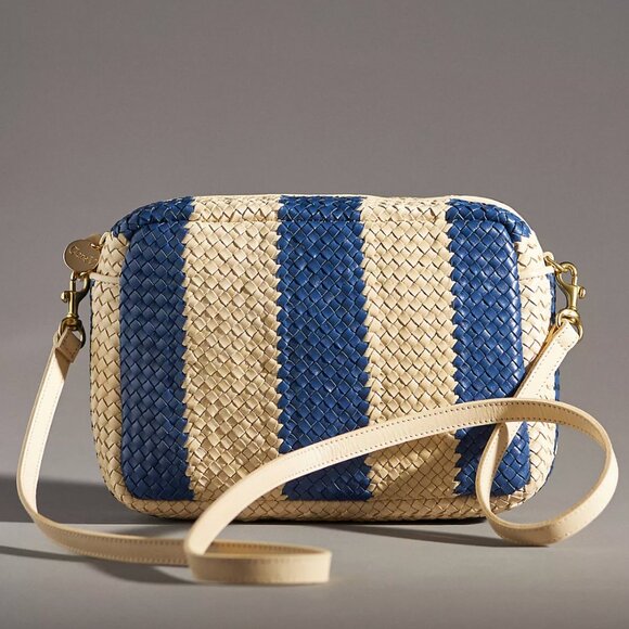 LIKE NEW Clare V. Marisol in Indigo & Cream Woven Racing Stripes - Picture 4 of 4